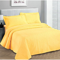 Fancy Collection Luxury Bedspread Coverlet Embossed Bed Cover Solid Yellow New Over Size 100""X106"" Full/Queen