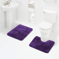 Walensee Shaggy 2 Piece Bath Rug Sets (Dark Purple) 20 X 24 U Shape Contour Rug & 20 X 32 Bathroom Rug Machine Wash/Dry Bath Mats For Bathroom Plush Absorbent Bathroom Rugs And Mats Set Non Slip