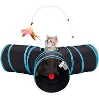 Tempcore Pet Cat Tunnel Tube Cat Toys 3 Way Collapsible, Tunnels For Indoor Cats,Kitty Bored Peek Hole Toy Ball Cat, Puppy, Kitty, Kitten, Rabbit