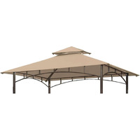 Olilawn Grill Gazebo Replacement Canopy Roof, 5' X 8' Outdoor Bbq Gazebo Canopy Top Cover, Double Tired Grill Shelter Cover With Durable Polyester Fabric, Fit For Model L-Gg001Pst-F, Beige