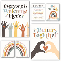 Hadley Designs 6 Rainbow Diversity Posters For Classroom, Multicultural Posters For Classroom, Classroom Posters For Teacher Wall Decor, Teacher Posters For Classroom Elementary