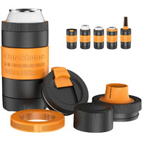 Ourokhome Insulated Can Cooler Freezer Mug, 5 In 1 Stainless Steel Beverage Cup For Beer, Skinny Drinks Can And Bottles, 100% Leak Proof Iced Coffee Tumbler With Lid, Yellow