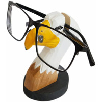 Red Dollar Handmade Wood Carved Animal Eyeglass Holder, Cute Sunglasses Display Stand, Nightstand Home Office Desk Decor, Christmas Holiday New Year Business Gift For Men Women Adults (Eagle)