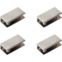 Glass Shelf Brackets Rectangular Shelf Clips Metal Clamps Brushed Nickel Wall Mounted Adjustable 6-10Mm For Acrylic Wood (Set Of 4)