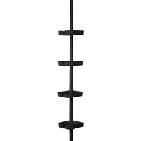 Bath Bliss 4 Tier Tensions Corner Shower Caddy Shelves Adjustable 48-101    Bathroom Organizer Bathtub And Shower Stall Holds Large Bottles Soap Shampoo Washcloths Matte Black