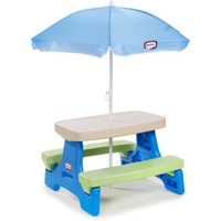 Little Tikes Easy Store Picnic Table With Umbrella, Multi Color, 42.00''L X 38.00''W X 19.75''H