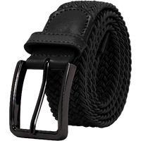 Falari Men Women Multicolored Elastic Stretch Braided Belt Canvas Fabric Woven No Holes Belt (1004 - Black, Medium)