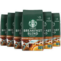 Starbucks Ground Coffee, Medium Roast Coffee, Breakfast Blend, 100% Arabica, 6 Bags (12 Oz. Each)