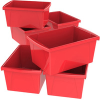 5.5 Gallon (21L) Classroom Storage Bin, Red (Case Of 6)