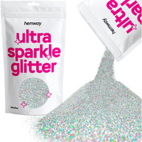 Hemway Premium Ultra Sparkle Glitter Multi-Purpose Metallic Flake For Nail Art, Cosmetic Graded, Makeup, Festival And Hair 100G / 3.5Oz - Ultrafine (1/128 0.008 0.2Mm) - Silver Holographic