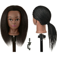 Ryhair 22 Inch 100% Real Human Hair Mannequin Head Cosmetology Manikin Heads With Stand For Display Practice Braiding Styling Training Coloring Bleaching Dyeing Curling Cutting Updos