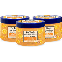 Dr Teal's Pink Himalayan Salt Body Scrub, Glow & Radiance With Pure Epsom Salt & Citrus Essential Oils 16 Oz (Pack Of 3) (Packaging May Vary)