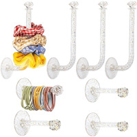 8Pcs Headband Holder Stand Scrunchie Organizer, Girls Hair Accessories Organizer Storage For Headband Hairband Hair Ties, Acrylic Clear Glitter Adhesive Scrunchy Holder Scrunchie Tower Storage