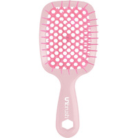 Fhi Heat Unbrush Mini Detangler Brush For Pain-Free Brushing On All Wet Or Dry Hair Types - Durable Duoflex Anti-Static Bristles, Lightweight Handle, Vented Mini Hair Brush, Peony Light Pink