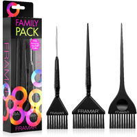 Framar Family Hair Color Brush Set - Hair Dye Brush Kit, Hair Coloring Brush, Hair Dying Brush To Apply Hair Color, Hair Color Brushes Bulk, Hair Tint Brush, Tint Brushes For Hair Color - 3 Pack