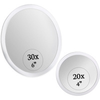 Mirrorvana Super Zoom 30X & 20X Magnifying Mirror Set For Makeup - Ultra Precise, Strong Suction, Stick On Bathroom And Hollywood Mirrors, 4-Inch (20 X) & 6-Inch (30 X)