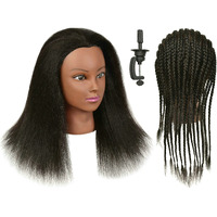 Qacieh Mannequin Head 100% Real Human Hair For Hairdresser Practice Styling Braiding Manikin Cosmetology Doll Training Head With Stand