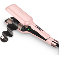 32Mm (1.25"") Aima Beauty Twins Mermaid Hair Waver, Anti-Scald Wave Curling Iron, Curling Wand 2 Barrel Hair Crimper For Women Ptc 15S Heats Up For Short/Medium/Long Hair Pink Color