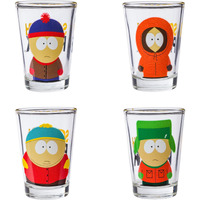 Silver Buffalo South Park Main Characters Poses 4Pc Mini Glass Set 4X1, 1.5 Ounces