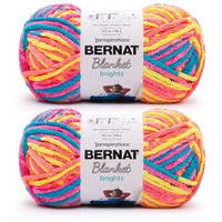 Bernat Blanket Brights 300G Neon Mix Yarn - 2 Pack Of 300G/10.5Oz - Polyester - 6 Super Bulky - Knitting/Crochet