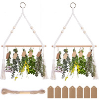 Protitous 2Pack Herb Drying Rack Flower Drying With 25Pcs Brown Gift Tags And 32Ft Natural Jute Twine Herb Dryer,Herb Drying Rack,Hanging Herb Dryer Rack