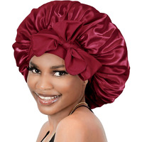 Bonnet Queen Silk Bonnet For Sleeping Women Satin Bonnet Hair Bonnet Night Sleep Cap Scarf Wrap For Curly Hair With Tie Band Dark Red