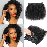 20 Inch Kinky Curly Clip In Hair Extensions For Black Women Human Hair, Urbeauty Curly Hair Extensions Clip In Human Hair, 3C Kinky Curly Hair Clip Ins For Women