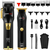 Hiena Pro Hair Clippers For Men T Liners Hair Trimmer Set, Men Professional Cordless Rechargeable Barber Hair Cutting Kit With Led Display, Gifts For Men