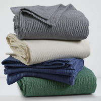 Tribeca Living Yarn Dyed Organic Cotton And Organic Wool Blanket Queen Size, Soft And Cozy Oversized Blanket, Fade Resistant, Green