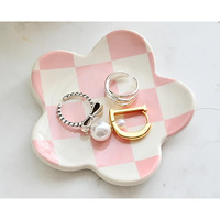 Ovenkei Room Decor Aesthetic Preppy Stuff For Teen Girls Gifts Trendy Stuff Pink Room Decor Aesthetic Room Decor Bedroom Decor Aesthetic Checkered Jewelry Tray