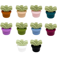 Urroma 3D Flower Pot Light Green Grass Silicone Beads, 10Pcs Silicone Focal Loose Beads Grass Silicone Beads For Craft Bracelet Necklace Lanyard Key Chains Making