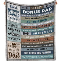 Nahjiiem Bonus Dad Fathers Day Blanket Gifts, Step Dad Birthday Ideas From Daughter Son,To My Best Bonus Dad Ever Throw Blanket 50''X60''