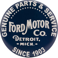 Open Road Brands Ford Genuine Parts And Service Round Metal Button Sign - Vintage Ford Sign For Garage Or Man Cave