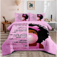 Grat Tioc Black Girl Bubble Gum Comforter Twin For Kids Teens,Black Girl Magic Bedding Set,African American Girl Inspirational Quotes Bed Comforter Set,Black Princess Bedroom Set