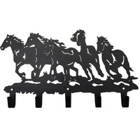 Vivicomfy Metal Horse Coat Hooks Wall Art Decor-Horse Hangers And Key Holder-Clothes Rack And Backpack Hanger-Coat Hooks Home Decor For Storage, Living Room, Hallway, Office (Black)