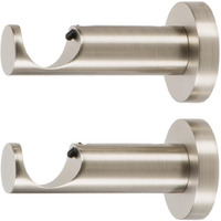 Ivilon Ceiling Or Wall Mount Curtain Rod Brackets Holders For Curtain Rods Of 7/8 And 1 Inch Diameter. Set Of 2. Color Brushed Nickel