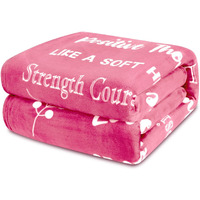 Macevia Breast Cancer Gifts For Women Fleece Healing Thoughts Blanket Super Soft & Warm Get Well Breast Cancer Blanket Sympathy Gift With Inspirational Positive Energy (50""X60"", Pink)