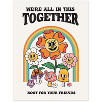 Retro Flower Poster, Groovy Hippie Wall Art, Retro 60S 70S Poster, Positive Quote Wall Art, Cute Room Decor, Cool Wall Decor