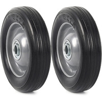 (2-Pack) Ar-Pro 6    X 1.5    Flat Free Solid Rubber Wheel Assemblies - Replacement Hand Truck Wheels With Ball Bearings And 5/8    Bore Hole Diameter - Heavy-Duty Solid Rubber Wheels 132 Lbs Load Capacity