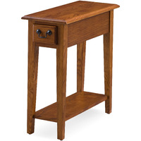 Leick Home 9017-Med One Drawer Narrow Side Table With Shelf, Hand Applied Rustic Oak Finish 10 In X 24 In X 24 In