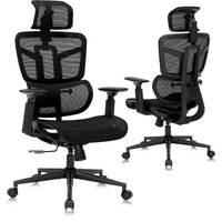 Office Computer Desk Chair, Ergonomic Desk Chair Mesh Computer Chair With Wheels, Adjustable 4D Smart Lumbar Support, Armrests, Seat Depth And Headrest For Home, Bedroom, Study, Dorm, Student, Adults