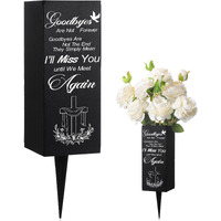 Geosar Cemetery Vases With Spikes Grave Vases For Cemetery Metal Funeral Flower Holder In Loving Memory Sign Memorial Gifts For Loss Of Loved One Grave Marker Decoration (I'Ll Miss You)