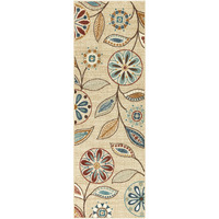 Maples Rugs Reggie Floral Runner Rug Non Slip Hallway Entry Carpet [Made In Usa], 2' X 6', Beige