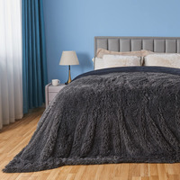 Gonaap Fuzzy Faux Fur Throw Blanket Queen Size Dark Grey Super Soft Cozy Plush Fuzzy Shaggy Blanket For Couch Sofa Bed (Dark Grey, Queen(90""X90""))