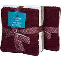 Ph Pleasant Home Diagonal Wash Cloths Set - 12 Pack (12    X 12   ) - 509 Gsm - 100% Ring Spun Cotton Wash Cloth - Super Soft And Highly Absorbent Face Towels (Maroon, White & Tan)