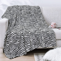 Vessia Zebra Printed Throw Blanket For Couch,Bed,Sofa, Soft Cozy Black And White Zebra Pattern Throw Blanket For Kids Adults Women, Comfy Animal Flannel Fleece Blanket For All Season Decor