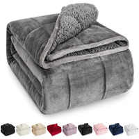 Wemore Sherpa Fleece Weighted Blanket For Adult, 15 Lbs Dual Sided Cozy Fluffy Heavy Blanket, Ultra Fuzzy Throw Blanket With Soft Plush Flannel Top, 60 X 80 Inches Grey On Both Sides