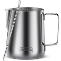 Milk Frothing Pitcher, 12Oz 20Oz 32Oz Espresso Steaming Pitchers Stainless Steel Cappuccino Coffee Machine Accessories Barista Tools Steamer Froth Pitchers Milk Jug Cup With Decorating Pen Latte Art