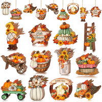 Karenhi 36 Pcs Fall Thanksgiving Wood Ornaments For Tree Thanksgiving Hanging Decorations Autumn Maple Leaf Pumpkin Truck Gnome Wood Cutout Thanksgiving Fall Decor For Home Christmas Holiday(Gnome)