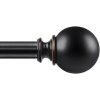 Kamanina Curtain Rods For Windows 28 To 48 Inches, Black Curtain Rod 32 To 58 Inch (2.6-4.8Ft), 7/8 Inch Decorative Drapery Rod With Round Finials